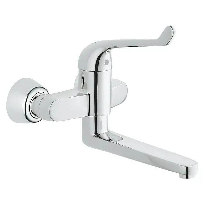 Grohe Euroeco Special Wand-Waschtischarmatur - Chrom, Ausladung Armatur: 256 mm, Ohne Zugstange - Diagonale Ansicht