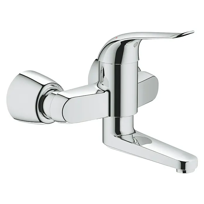 Grohe Euroeco Special Wand-Waschtischarmatur - Chrom, Ausladung Armatur: 214 mm, Mit absperrbaren S-Anschlüssen - Diagonale Ansicht