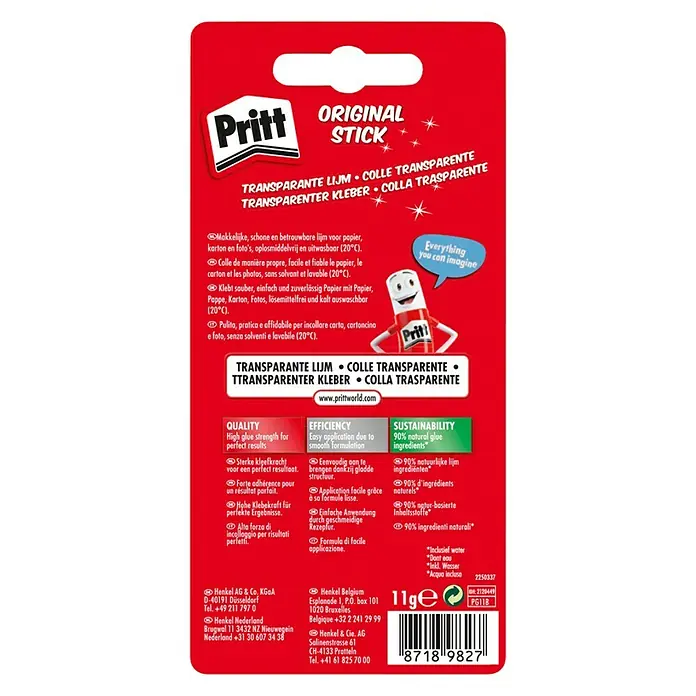 Pritt Klebestift - 11 g, Lösemittelfrei - Rückansicht