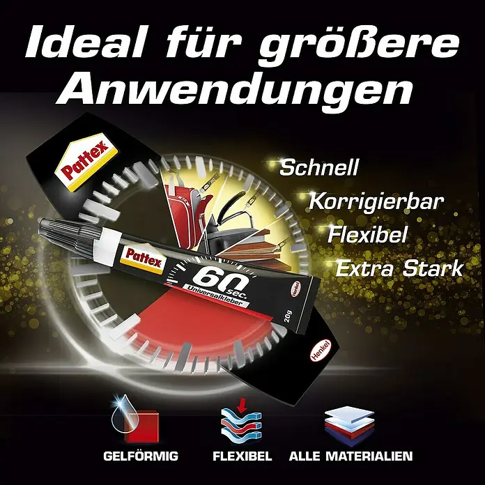Pattex Universalkleber 60 Sekunden - 20 g, Tube, Gelartig