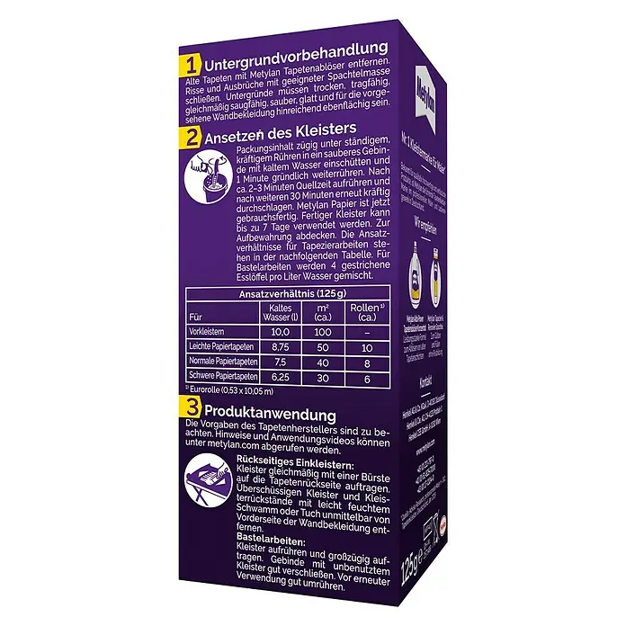Metylan Tapetenkleister Papier - 125 g - Rückansicht