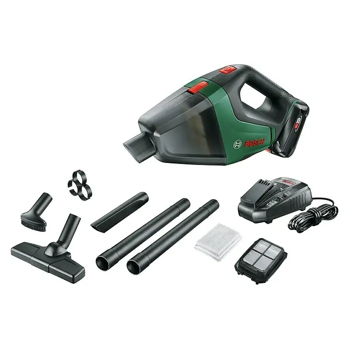 Bosch 18 V Power for All Akku-Handstaubsauger UniversalVac 18 - 18 V, 1 Akku, 2,5 Ah, Behältervolumen: 0,5 l - Diagonale Ansicht