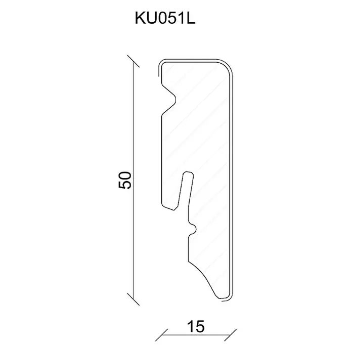 Profiles and more Plint - 2,4 m x 15 mm x 50 mm, Recht