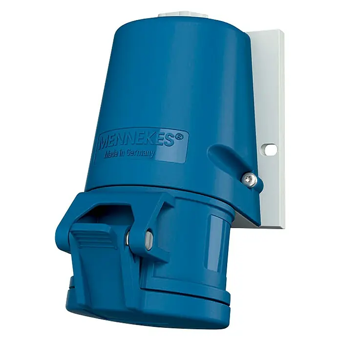 Mennekes CEE-Wandsteckdose TwinContact - 16 A, 230 V, 3-polig, IP44 - Diagonale Ansicht