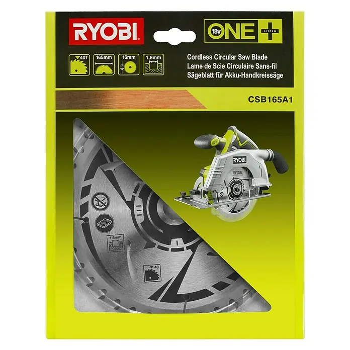 Ryobi Cirkelzaagblad CSB165A1 - Diameter: 165 mm, Boorgat: 16 mm, 40 tanden - Top-down weergave
