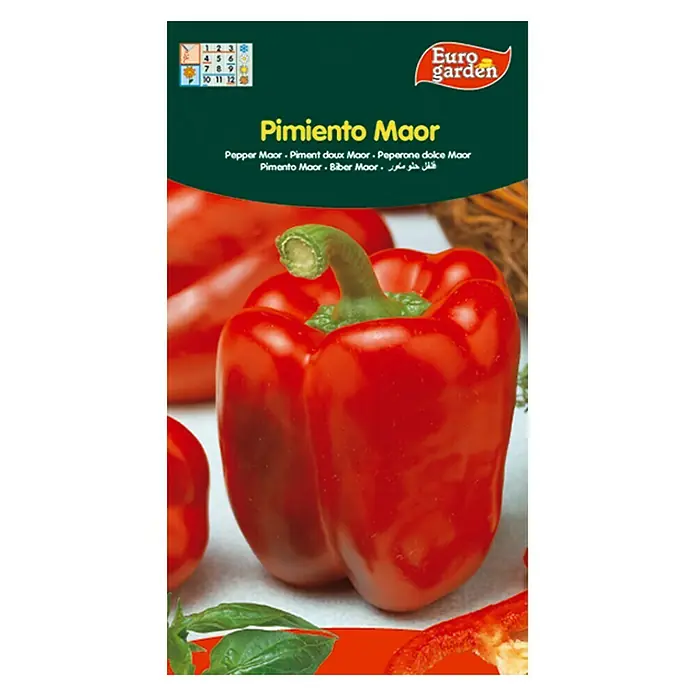 Euro Garden Semillas de vegetales Pimientos Maor - Cosecha: Junio - Vista frontal