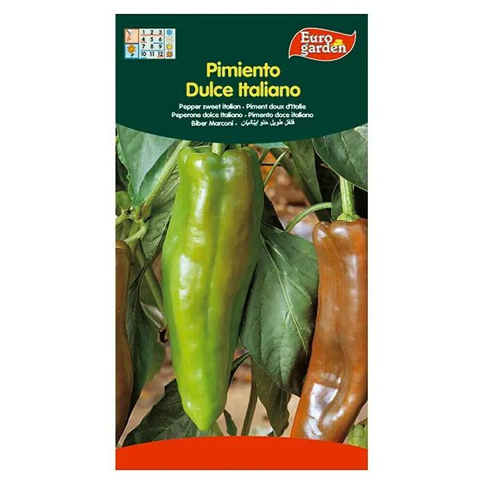 Euro Garden Semillas de vegetales Pimiento dulce italiano - Cosecha: Junio - Vista frontal