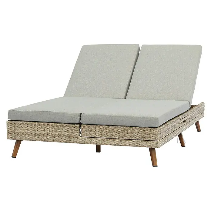 Tumbona Itziar - L x An x Al: 198 x 125 x 30 cm, Gris, Respaldo regulable - Vista angular