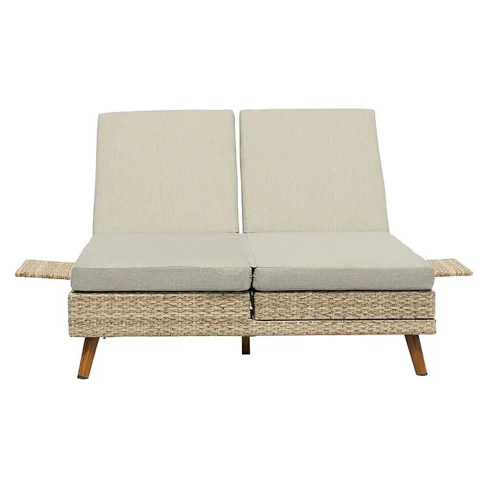 Tumbona Itziar - L x An x Al: 198 x 125 x 30 cm, Gris, Respaldo regulable - Vista frontal