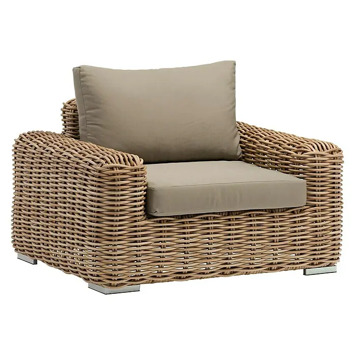 Conjunto de muebles Reggio - 4 piezas, Ratán sintético, Marrón - Vista angular