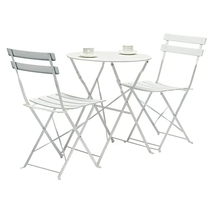 Conjunto de muebles de balcón Inés - 3 piezas, Blanco - Vista angular