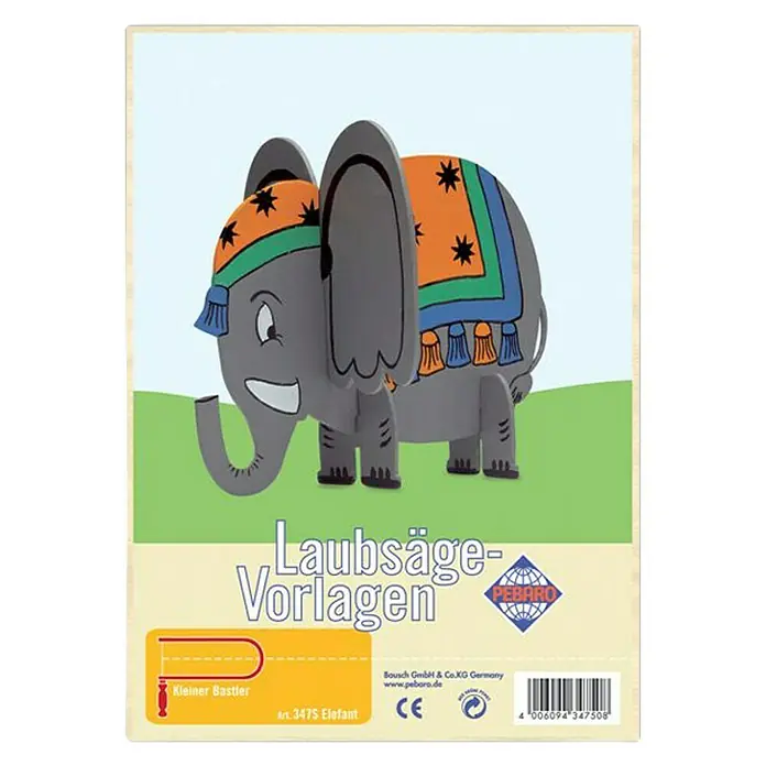 Pebaro Laubsäge-Vorlage - Elefant, L x B: 297 x 210 mm, Holz - Draufsicht