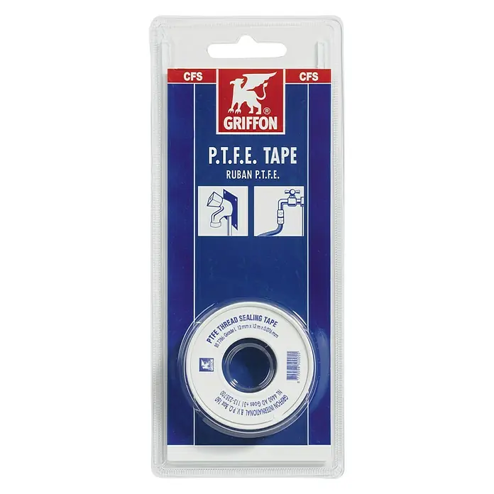 Griffon Afdichtingsband voor schroefdraad Rol 12 m x 12 mm x 0,076 mm - 12 m x 12 mm x 0,08 mm, Geschikt voor: Drinkwaterinstallatie - Top-down weergave