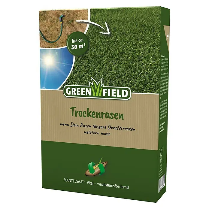 Greenfield Rasensamen Trocken - 1 kg, 30 m² - Vorderansicht