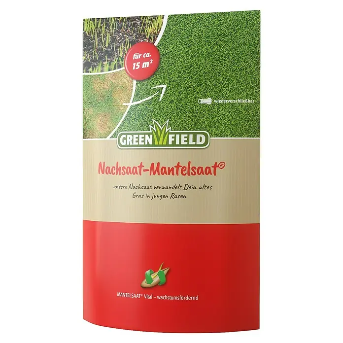 Greenfield Nachsaat-Rasen Mantelsaat - 0,275 kg, 15 m² - Vorderansicht