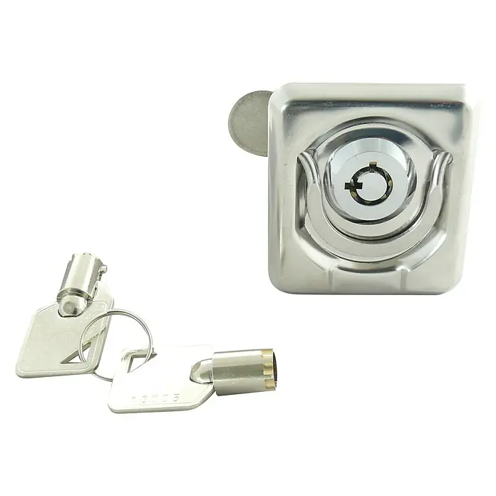 Marinetech Tirador empotrable con cerradura - L x An x Al: 50 x 55 x 30 mm, Acero inoxidable, A2 - Vista descendente