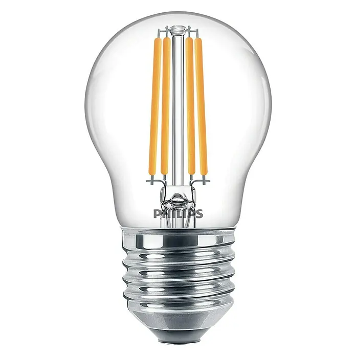 Philips Bombilla LED Classic CW Transparente - E27, 60 W, P45, 806 lm - Vista frontal