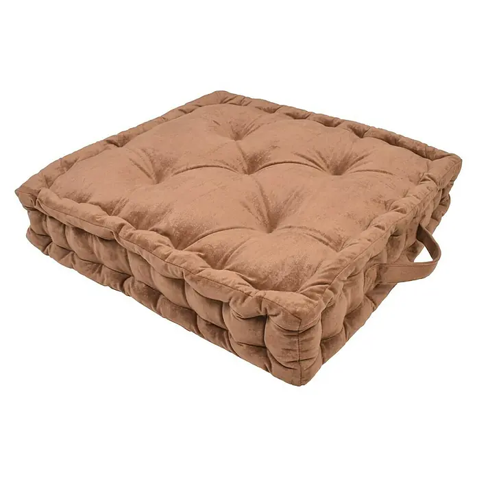 Cojín de suelo Velvet - Camel, 45 x 45 cm, 100% poliéster - Vista angular