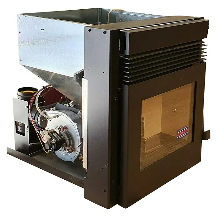 Insert de pellets 12 canalizable - 12,5 kW, Volumen de calefacción: 220 m³, Negro - Vista angular