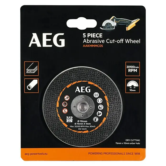 AEG Powertools Trennscheiben-Set AAKMMMC05 - 5 Stk., Passend für: AEG Powertools Akku-Trennschleifer BMMS18SBL - Ansicht von oben