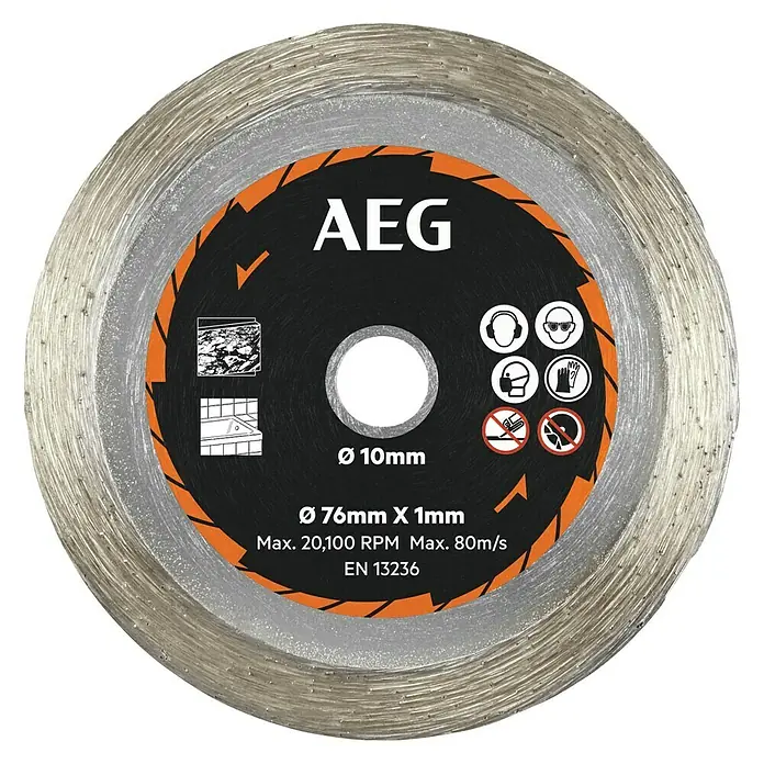 AEG Powertools Diamant-Trennscheibe AAKMMTC01 - Passend für: AEG Powertools Akku-Trennschleifer BMMS18SBL, Durchmesser Scheibe: 76 mm - Ansicht von oben