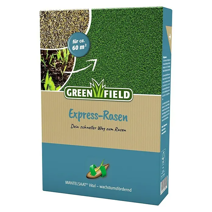 Greenfield Rasensamen Express - 1 kg, 60 m² - Diagonale Ansicht
