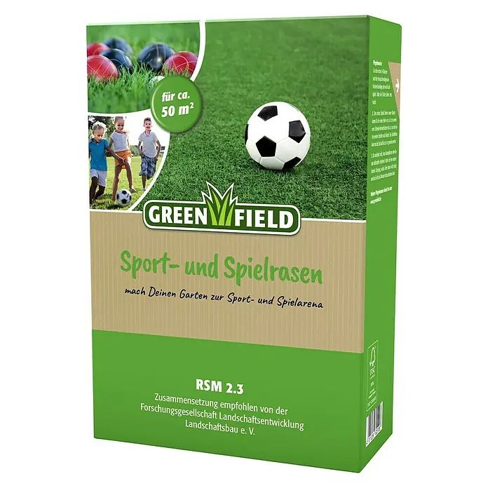 Greenfield Spiel- & Sportrasensamen - 1 kg, 50 m² - Diagonale Ansicht