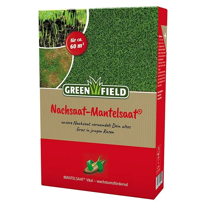 Greenfield Nachsaat-Rasen Mantelsaat - 1 kg, 60 m² - Diagonale Ansicht