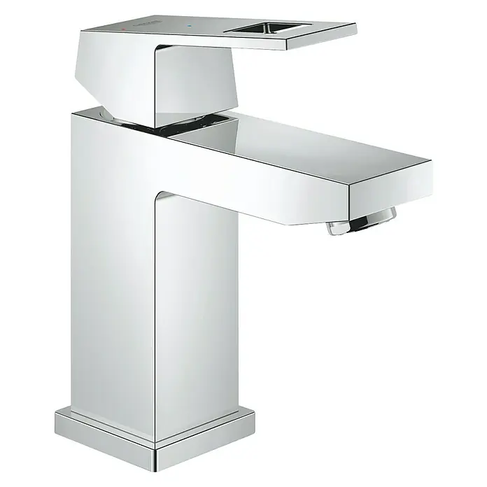 Grohe Eurocube Waschtischarmatur S-Size - Chrom, Ohne Zugstange, Mit Energiespar-Funktion - Diagonale Ansicht