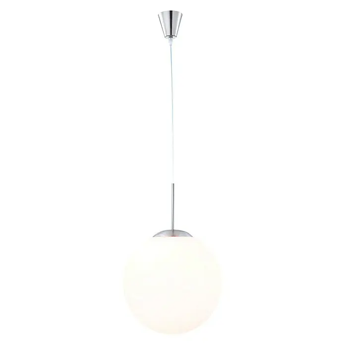 Globo Lámpara colgante redonda Opal - 60 W, Ø x Al: 30 x 180 cm, Níquel, E27 - Vista frontal