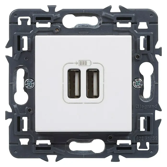 Legrand Valena Next Cargador USB - 2 conexiones, Blanco - Vista frontal