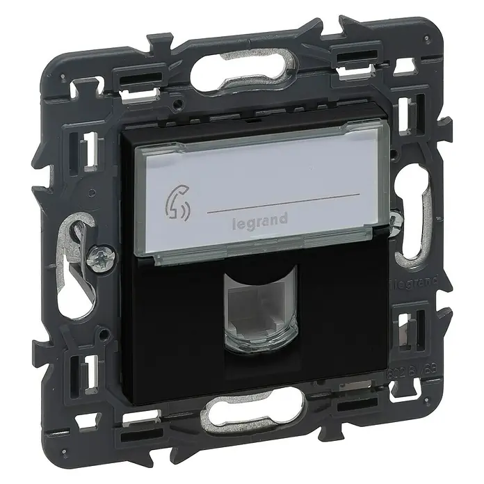 Legrand Valena Next Toma de teléfono RJ11 - Negro, Montaje en la pared - Vista angular