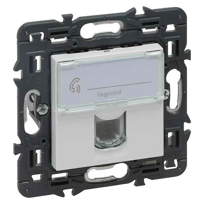 Legrand Valena Next Toma de teléfono RJ11 - Blanco, Montaje en la pared - Vista angular