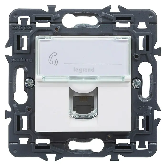 Legrand Valena Next Toma de teléfono RJ11 - Blanco, Montaje en la pared - Vista frontal