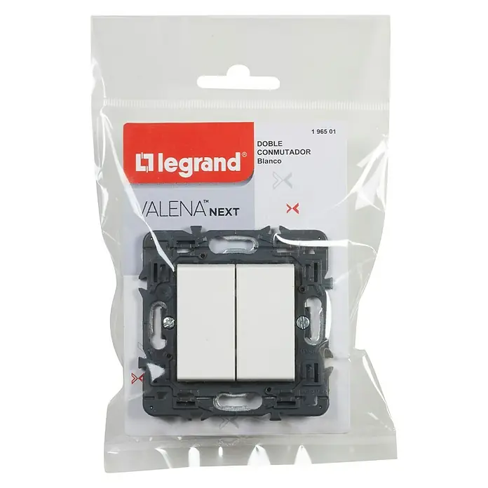 Legrand Valena Next Conmutador doble - Blanco, Montaje en la pared, Plástico, 10 A - Vista descendente