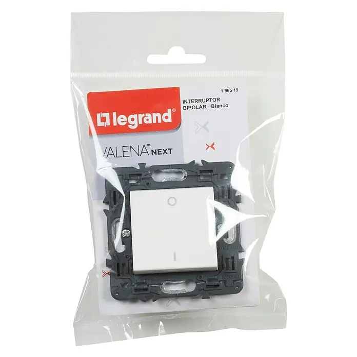 Legrand Valena Next Interruptor de palanca Bipolar - Blanco, Montaje en la pared, Plástico - Vista descendente