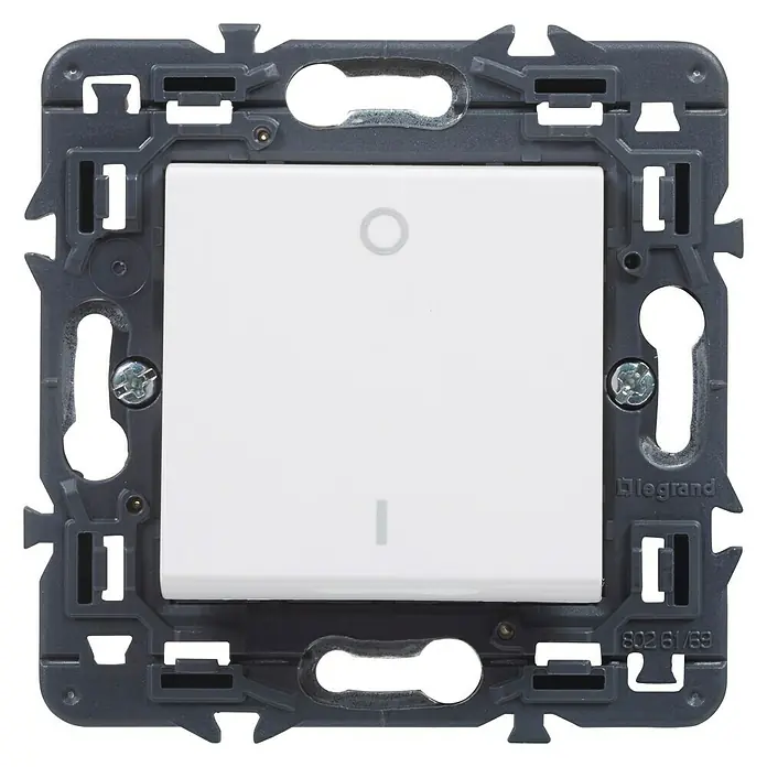 Legrand Valena Next Interruptor de palanca Bipolar - Blanco, Montaje en la pared, Plástico - Vista frontal