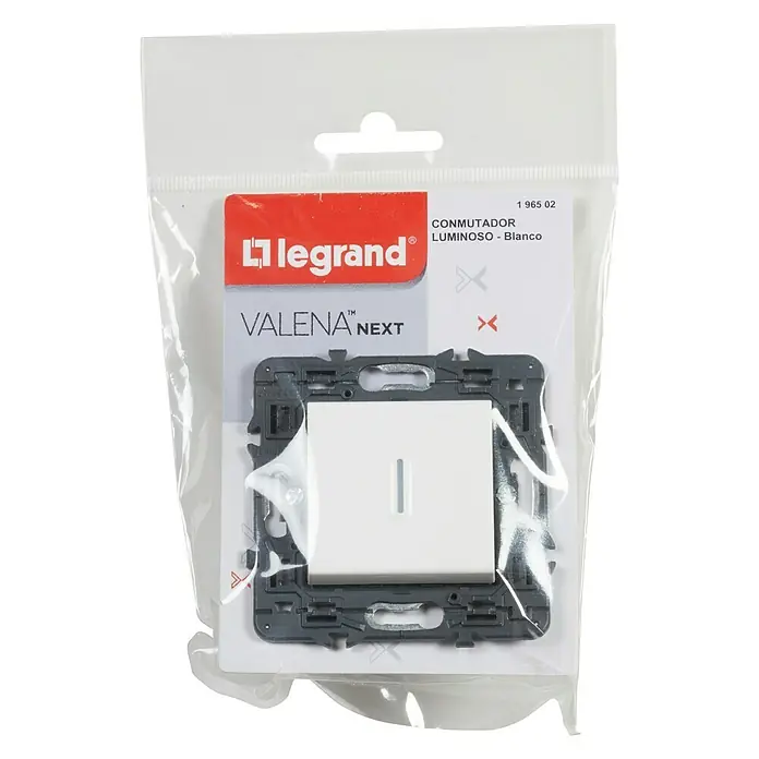 Legrand Valena Next Conmutador con luz - Blanco, Montaje en la pared, Plástico, 10 A - Vista descendente