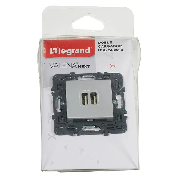 Legrand Valena Next Cargador USB - 2 conexiones, Aluminio - Vista descendente