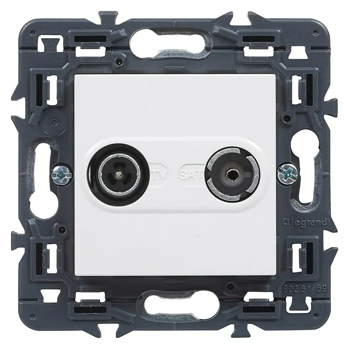 Legrand Valena Next Toma TV/SAT Intermedia - Blanco, 2 canales, Metal, Montaje en la pared - Vista frontal