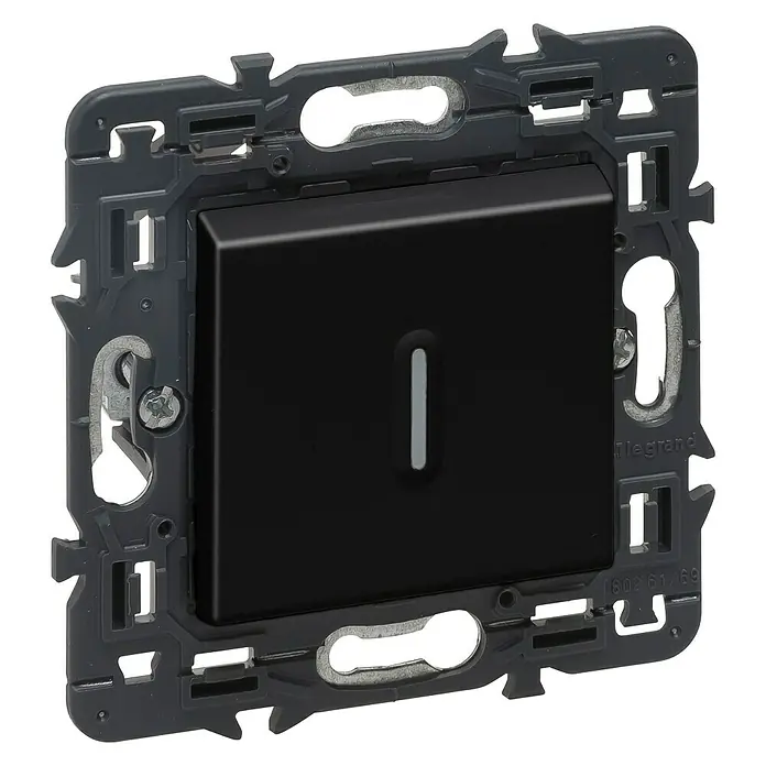 Legrand Valena Next Conmutador con luz - Negro, Montaje en la pared, Plástico, 10 A - Vista angular