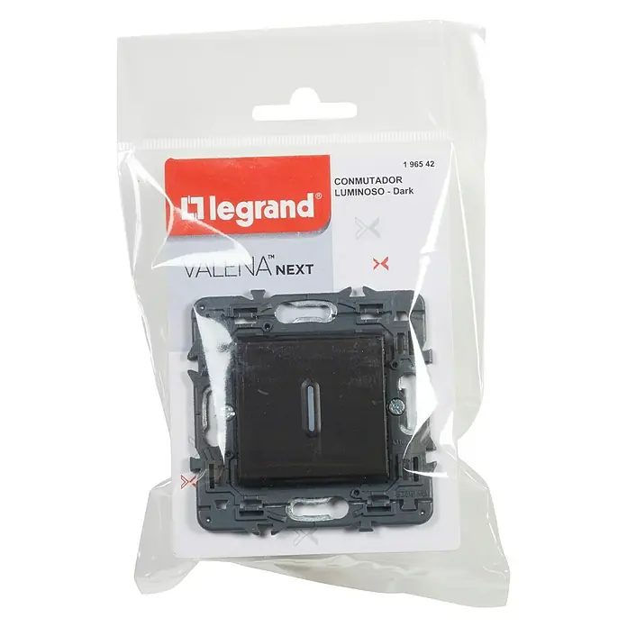 Legrand Valena Next Conmutador con luz - Negro, Montaje en la pared, Plástico, 10 A - Vista descendente
