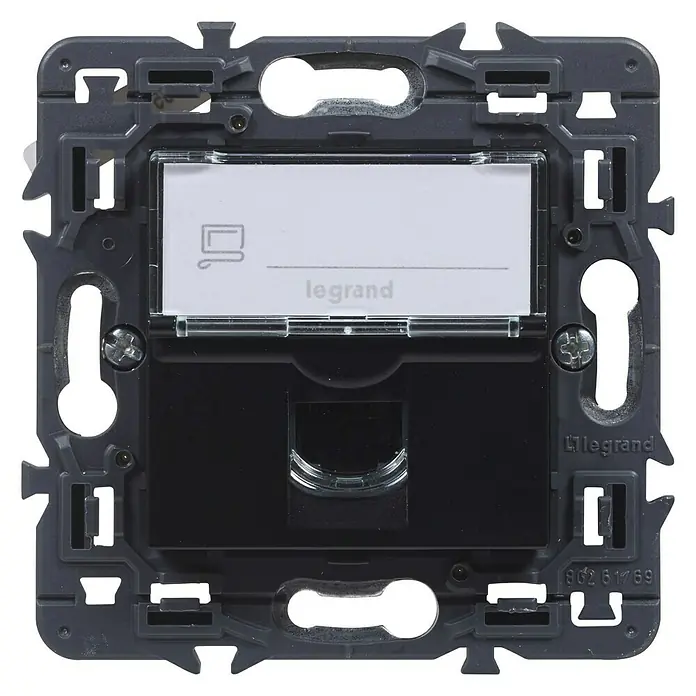 Legrand Valena Next Toma de red RJ45 - Negro, 1 canal, Metal, Montaje en la pared - Vista frontal
