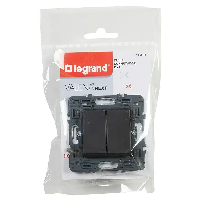 Legrand Valena Next Conmutador doble - Negro, Montaje en la pared, Plástico, 10 A - Vista descendente