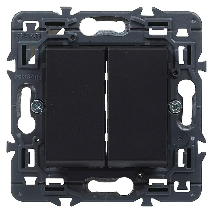 Legrand Valena Next Conmutador doble - Negro, Montaje en la pared, Plástico, 10 A - Vista frontal