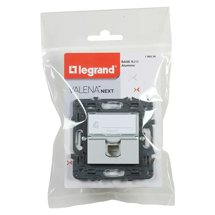 Legrand Valena Next Toma de teléfono RJ11 - Aluminio, Montaje en la pared - Vista descendente