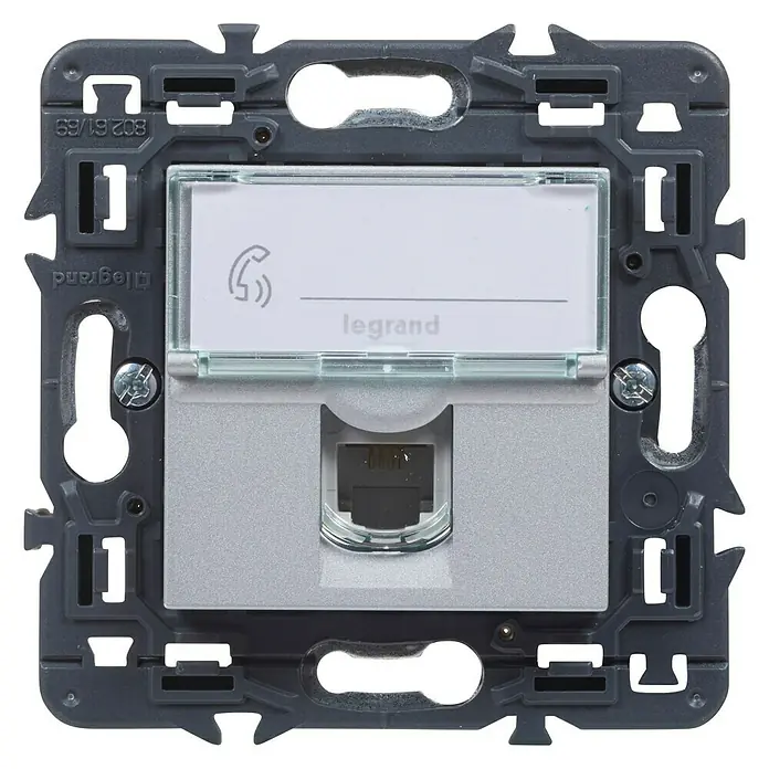 Legrand Valena Next Toma de teléfono RJ11 - Aluminio, Montaje en la pared - Vista frontal