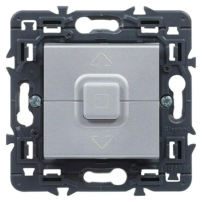 Legrand Valena Next Interruptor para persianas - En pared, Aluminio - Vista frontal