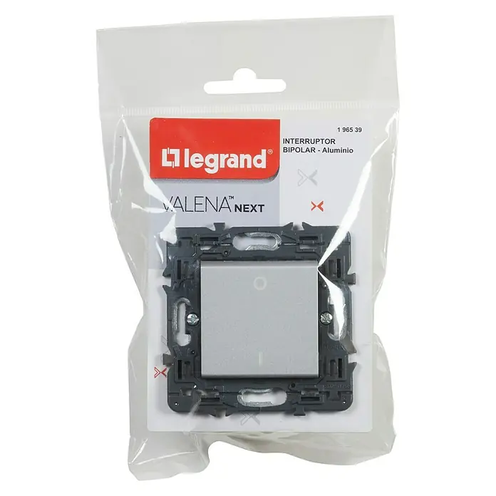 Legrand Valena Next Interruptor de palanca Bipolar - Aluminio, Montaje en la pared, Plástico - Vista descendente