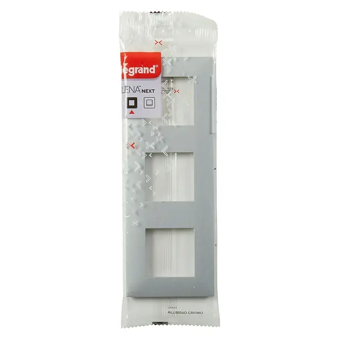 Legrand Valena Next Marco - Aluminio/Cromo, x 3, Plástico, Montaje en la pared - Vista descendente